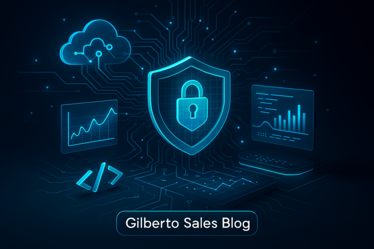 Imagem destacada do blog Gilberto Sales com elementos de tecnologia, observabilidade, nuvem, segurança e código
